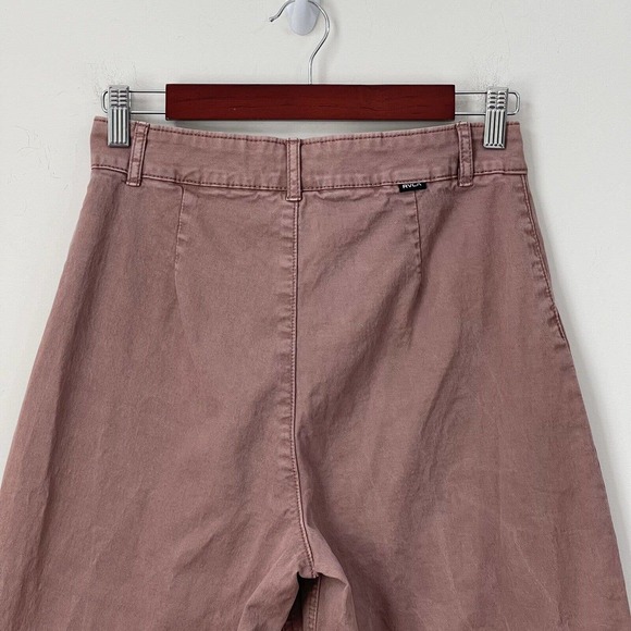 RVCA Niku High Rise Cropped Wide Leg Trouser Pants Size 28 Nutmeg - Picture 7 of 12